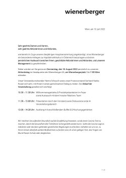 Einladung zum Wienerberger Aktionärstag am 18. August 2022