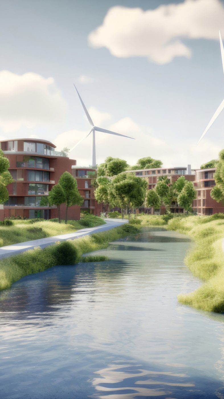 nachhaltige Stadt, Rendering, KI