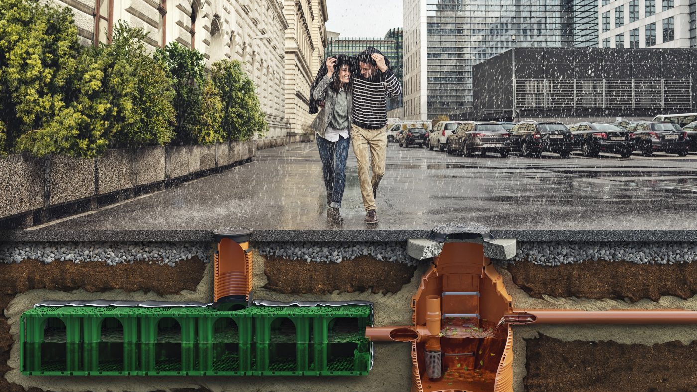 grafische Darstellung eine Regenwasser-Management-Systems