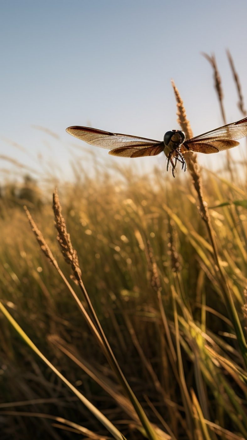 Gras, water and dragonfly
