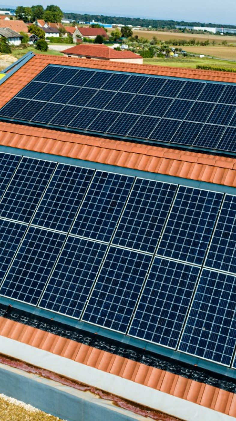 Ziegeldach mit Photovoltaik