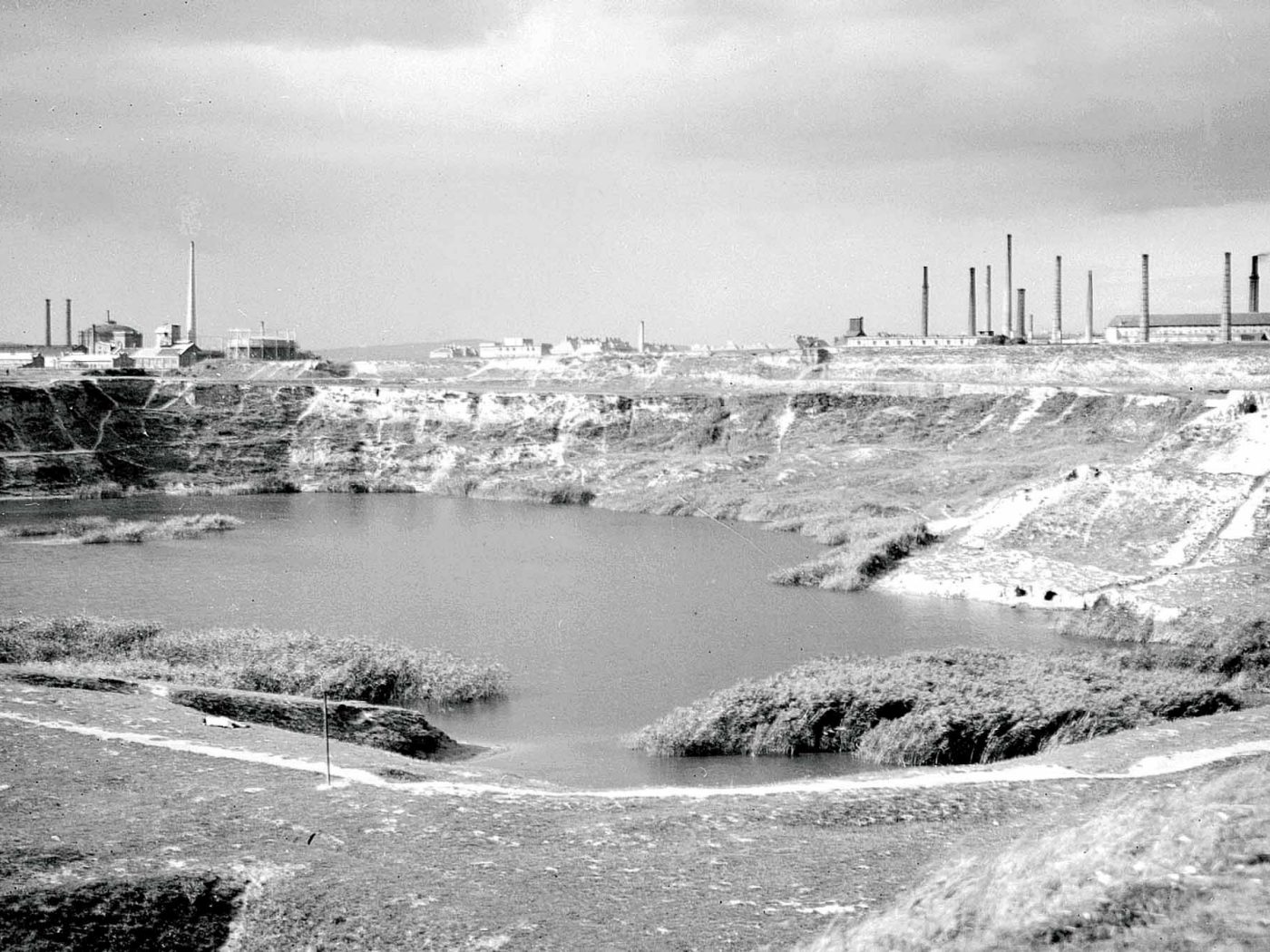 black and white, brick pit, brick factory