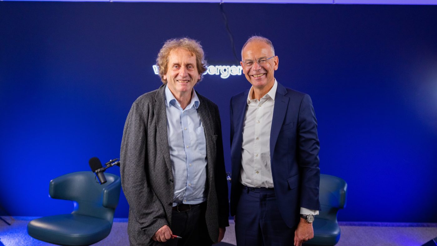 Michael Braungart and Heimo Scheuch in the wienerberger podcast studio