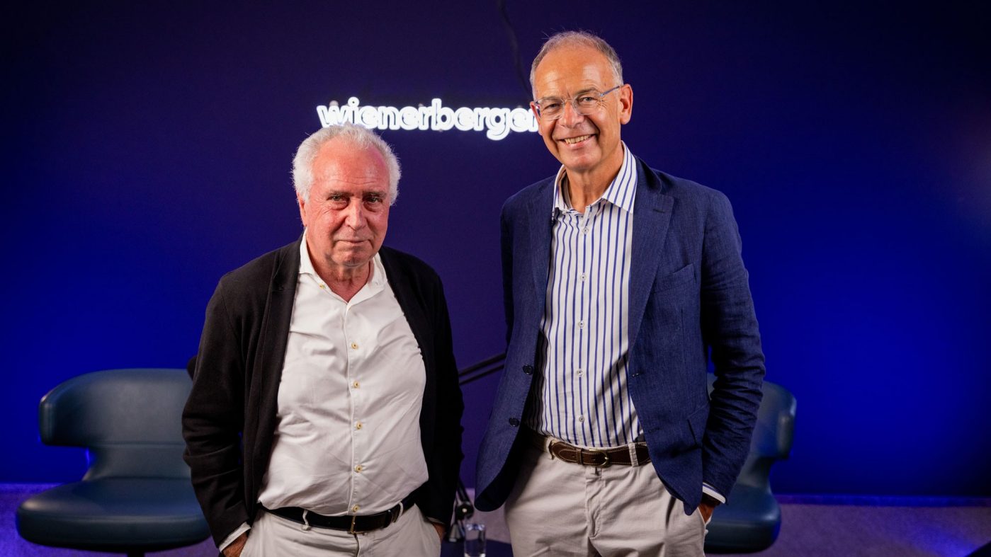 Dietmar Eberle and Heimo Scheuch in the Wienerberger Podcast Studio