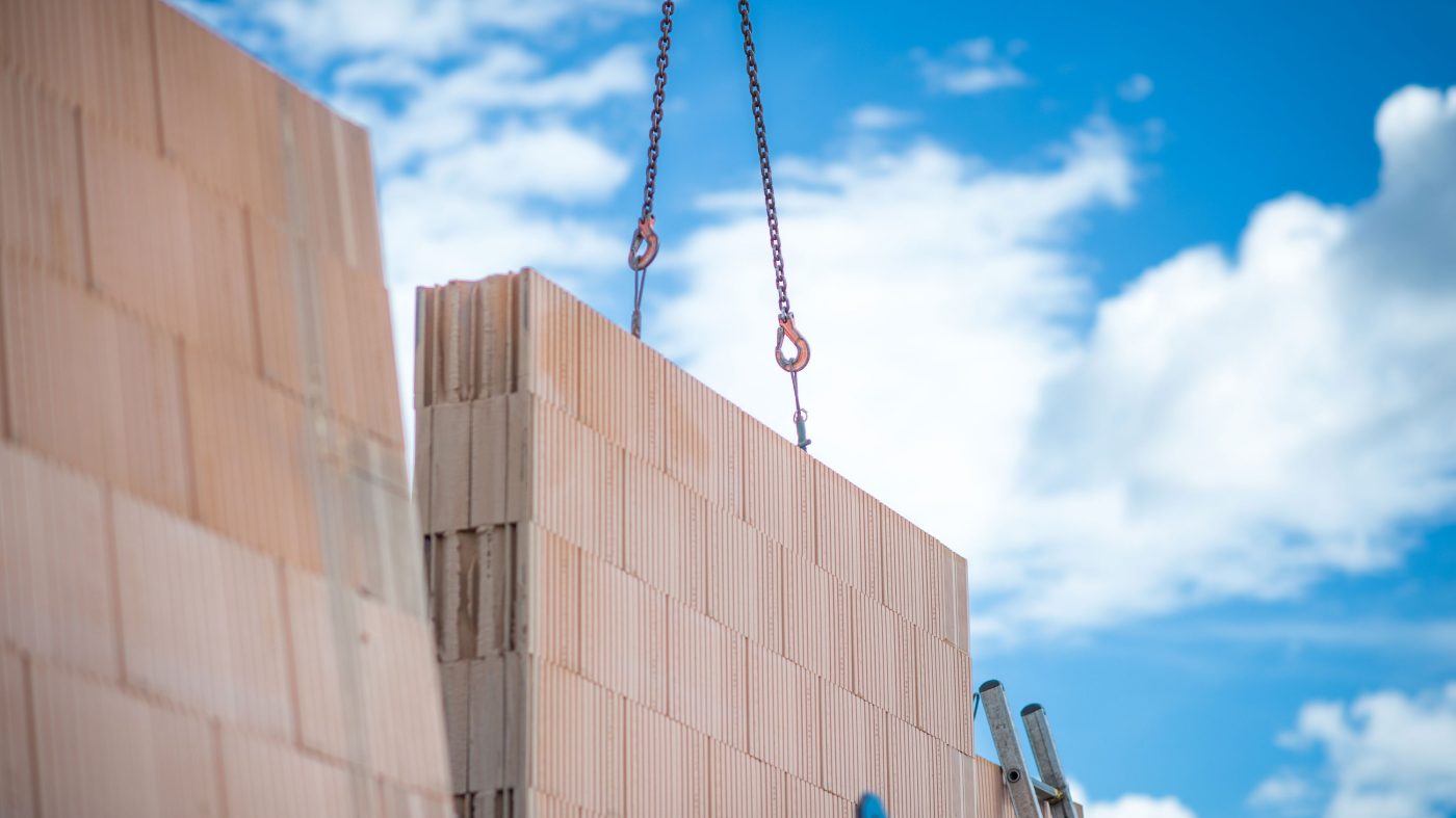 Precast wall, blue sky