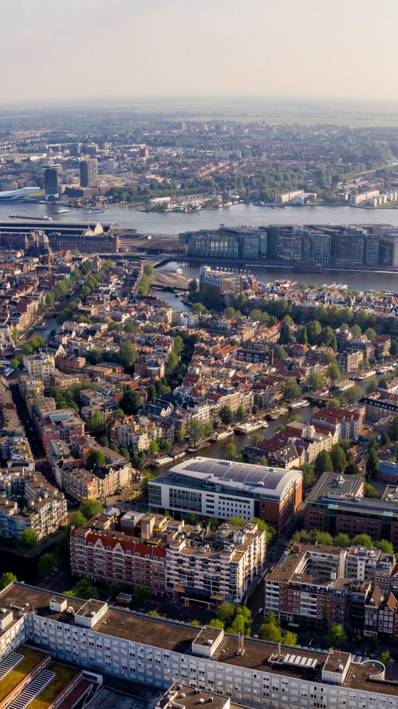 City from above, sea
