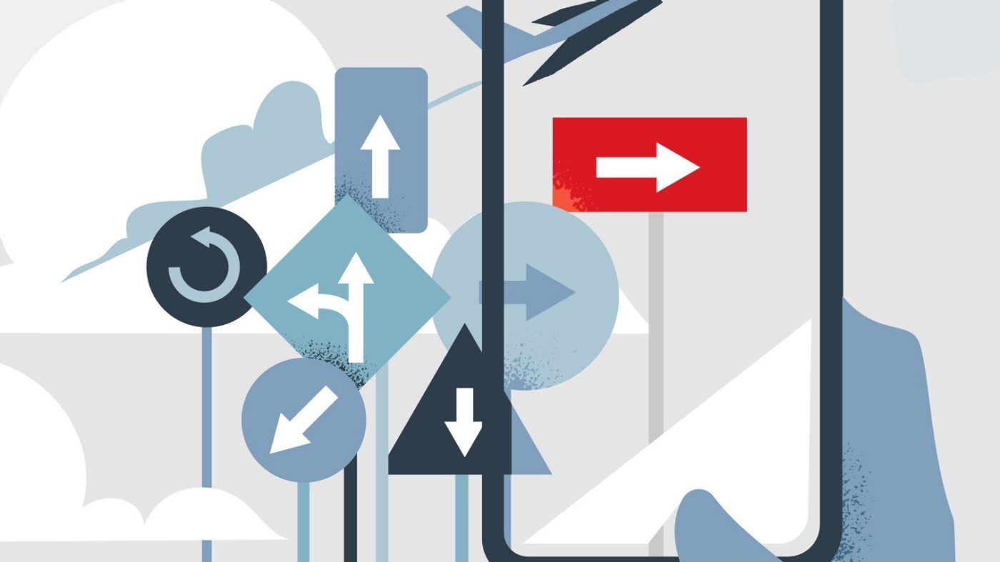 graphic, smartphone, signs, arrows, hand