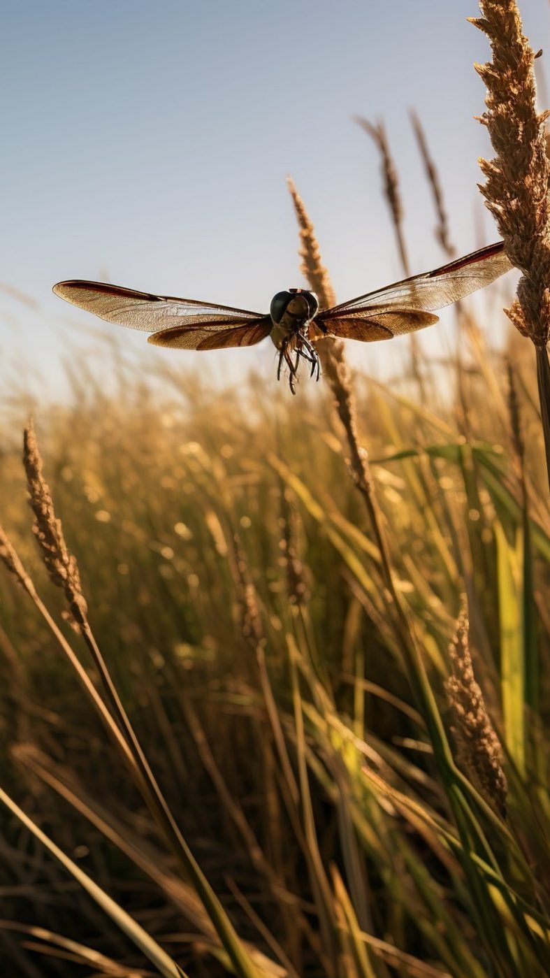Gras, water and dragonfly