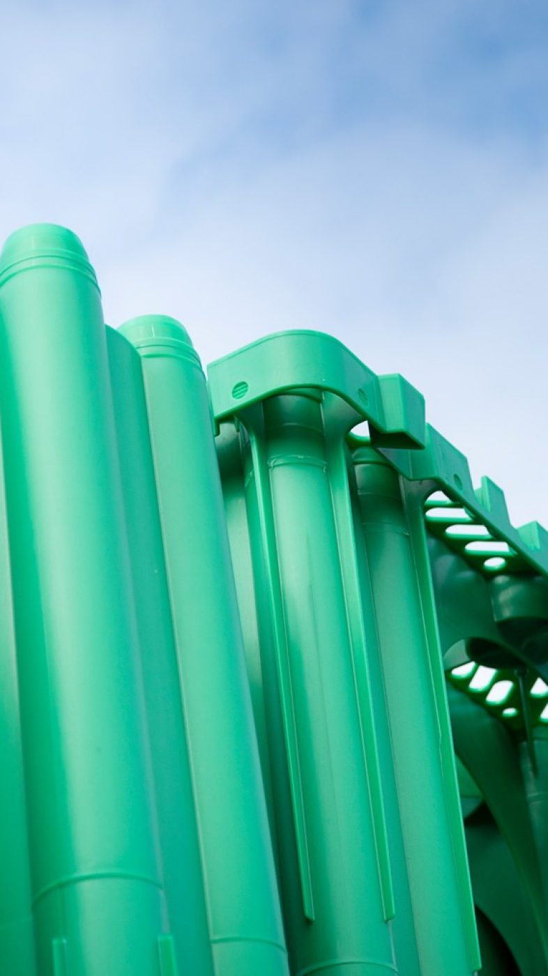 green Pipelife Strombox; blue sky