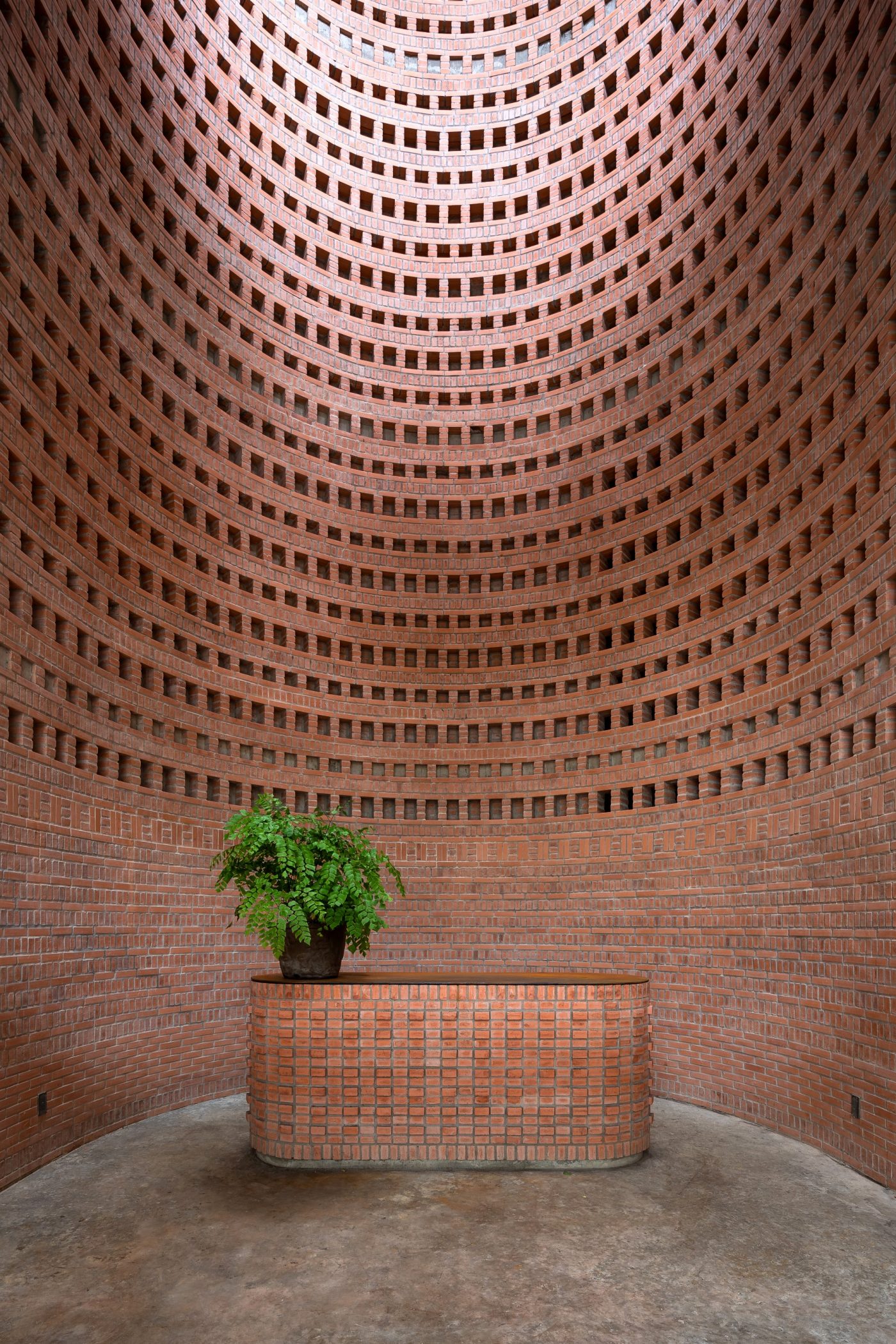 brick architecture with plant