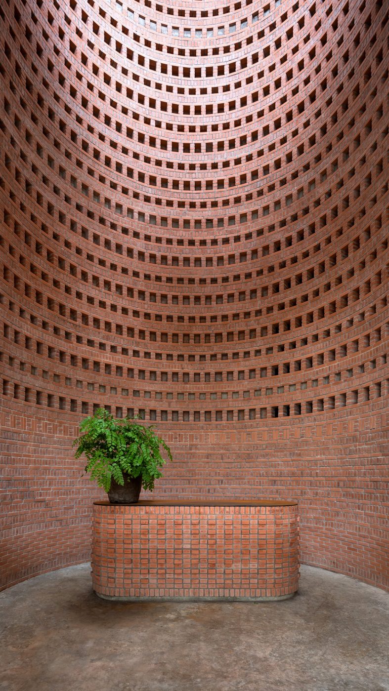 brick architecture with plant