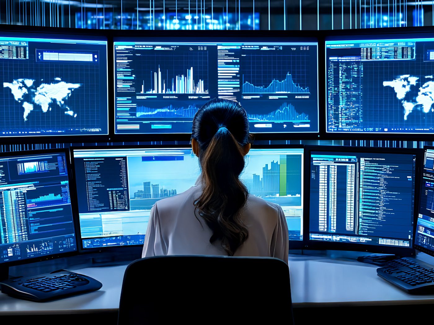 Women working on multible screens
